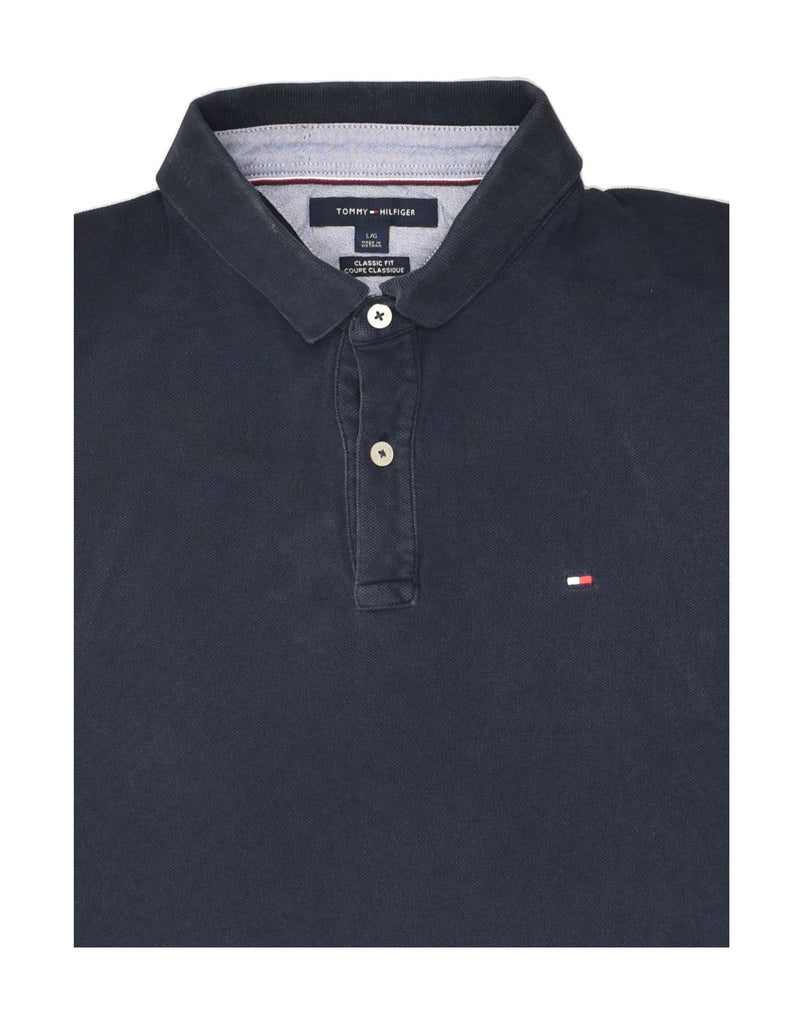 TOMMY HILFIGER Mens Classic Fit Polo Shirt Large Navy Blue Cotton | Vintage Tommy Hilfiger | Thrift | Second-Hand Tommy Hilfiger | Used Clothing | Messina Hembry 