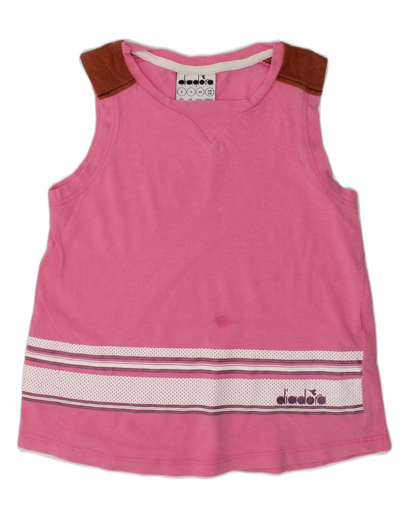 DIADORA Girls Vest Top 7-8 Years Small Pink Cotton | Vintage Diadora | Thrift | Second-Hand Diadora | Used Clothing | Messina Hembry 