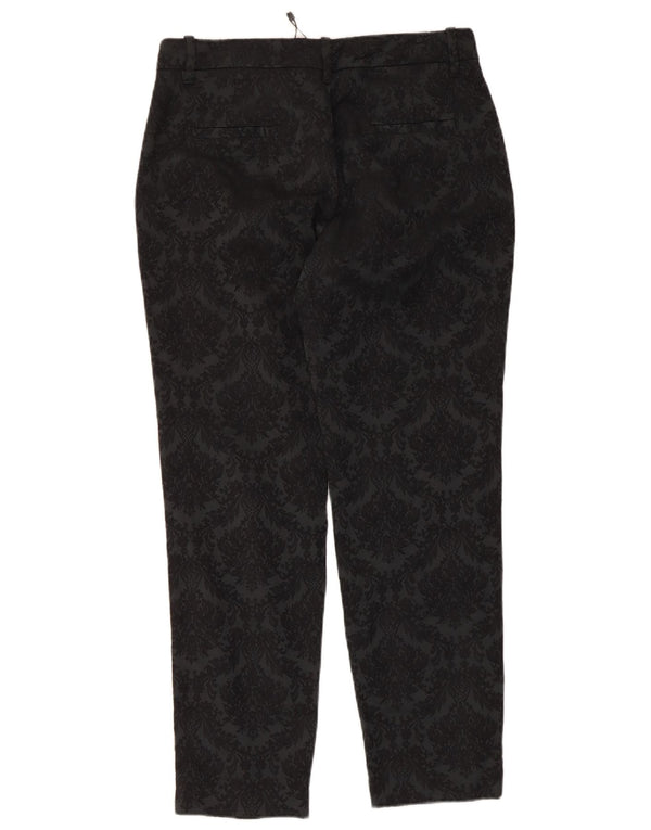 Zara Womens Straight Chino Trousers Medium W28 L27 Black Floral Cotton