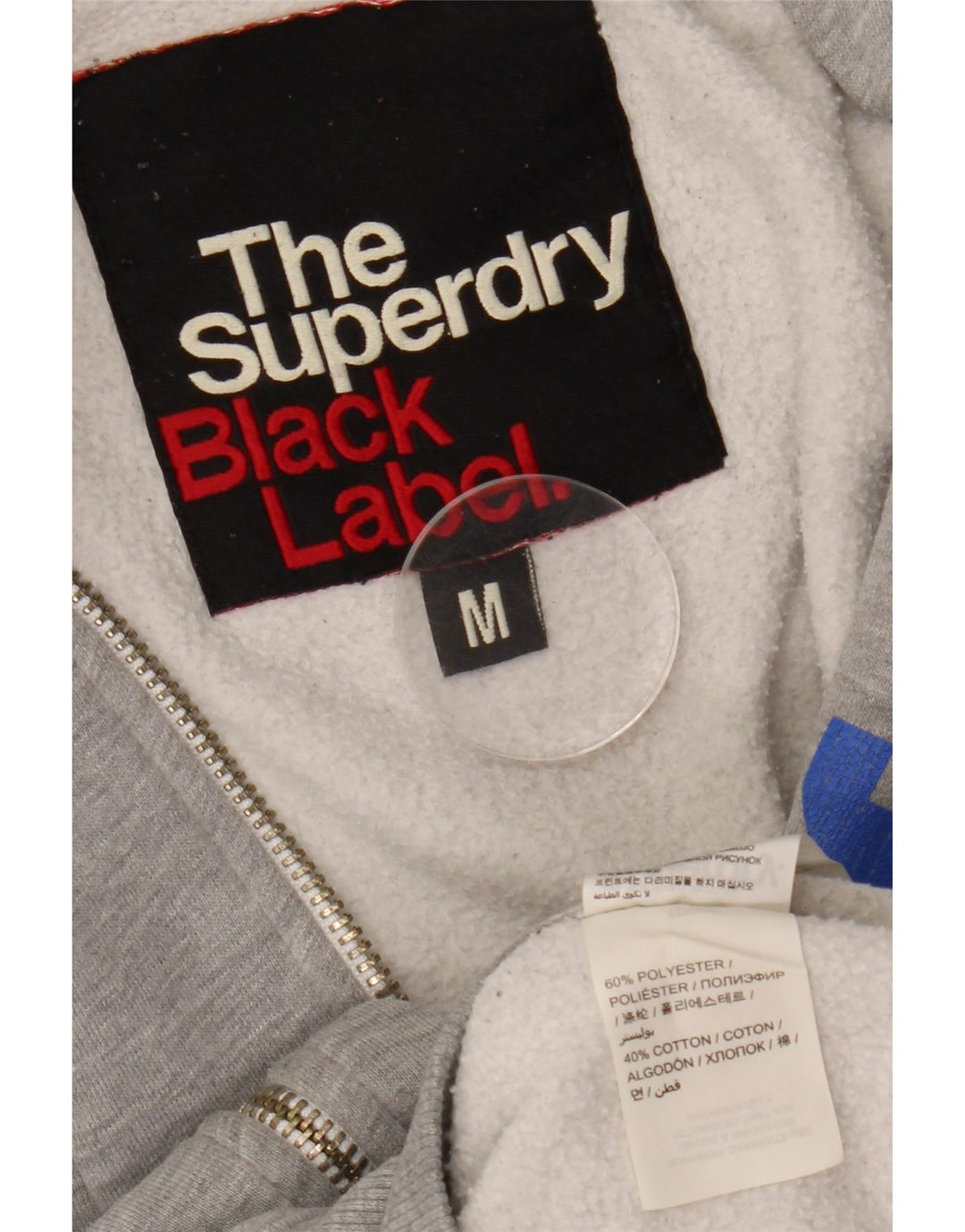 Superdry Mens Graphic Zip Hoodie Sweater Medium Grey Polyester