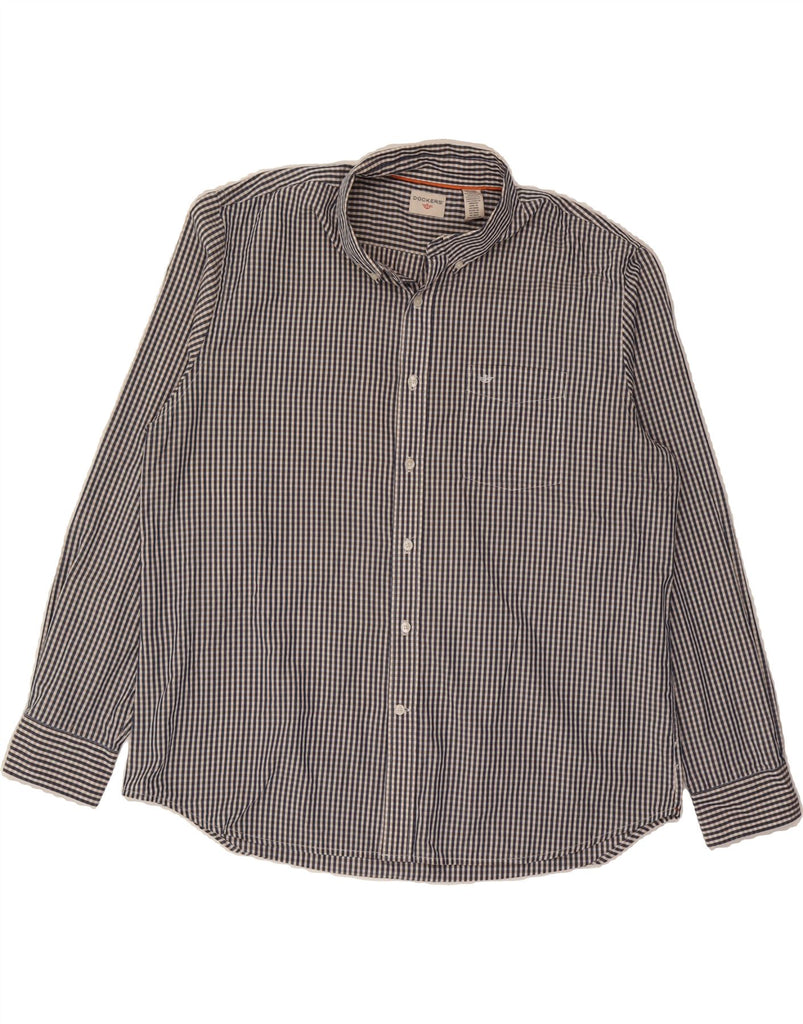 DOCKERS Mens Grant Fit Shirt XL Navy Blue Gingham Cotton Vintage Dockers and Second-Hand Dockers from Messina Hembry 