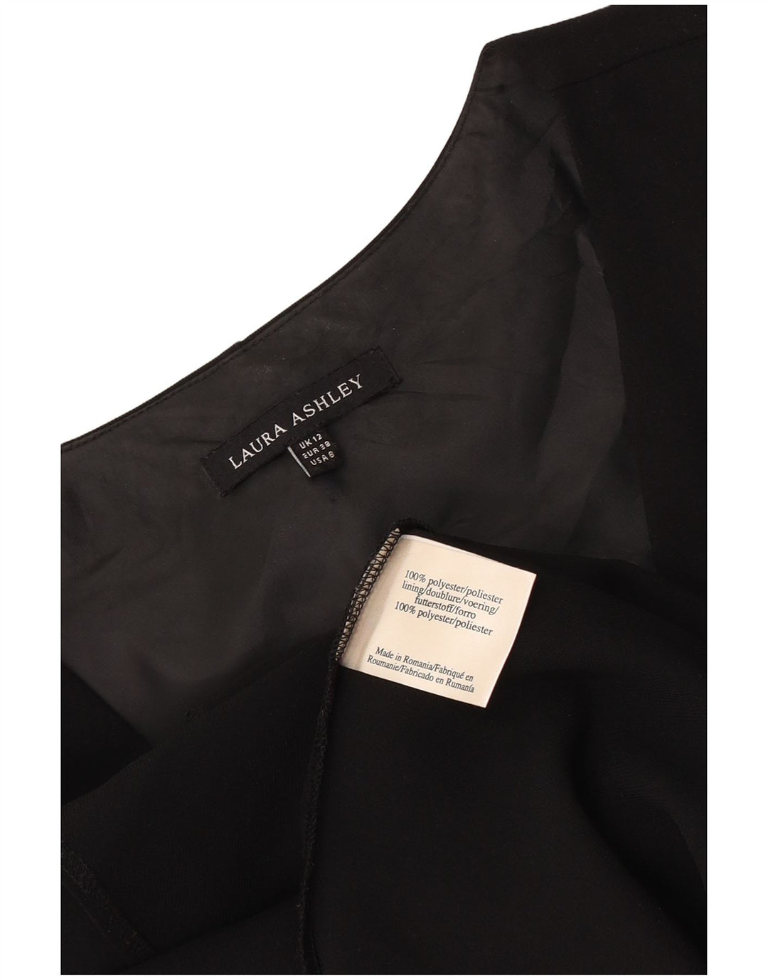 Laura Ashley Womens Sleeveless A-Line Dress UK 12 Medium Black Polyester