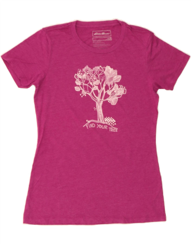 EDDIE BAUER Womens Graphic T-Shirt Top UK 12 Medium Pink Cotton Vintage Eddie Bauer and Second-Hand Eddie Bauer from Messina Hembry 