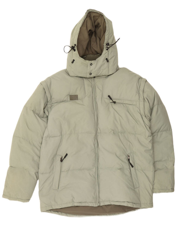 Fila Mens Hooded Padded Jacket UK 44 2XL Green Colourblock