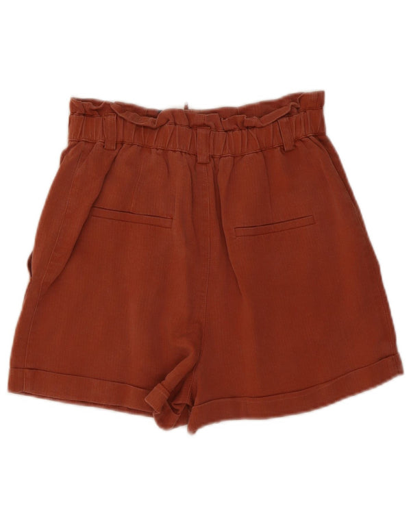 Zara Womens Loose Fit High Waist Casual Shorts XS W24 Brown Lycra