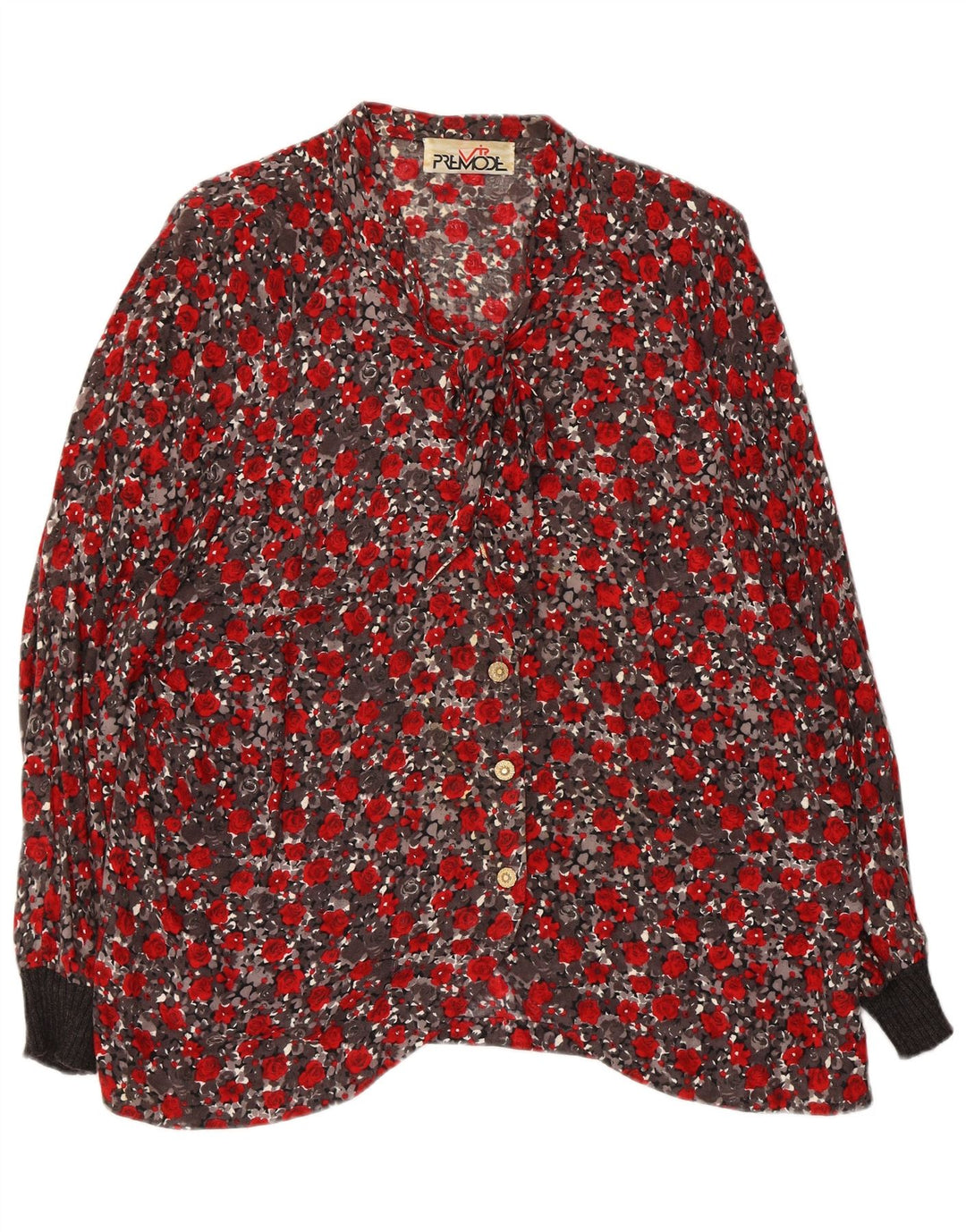 Premode Womens Front Tie Shirt Blouse UK 18 XL Red Floral