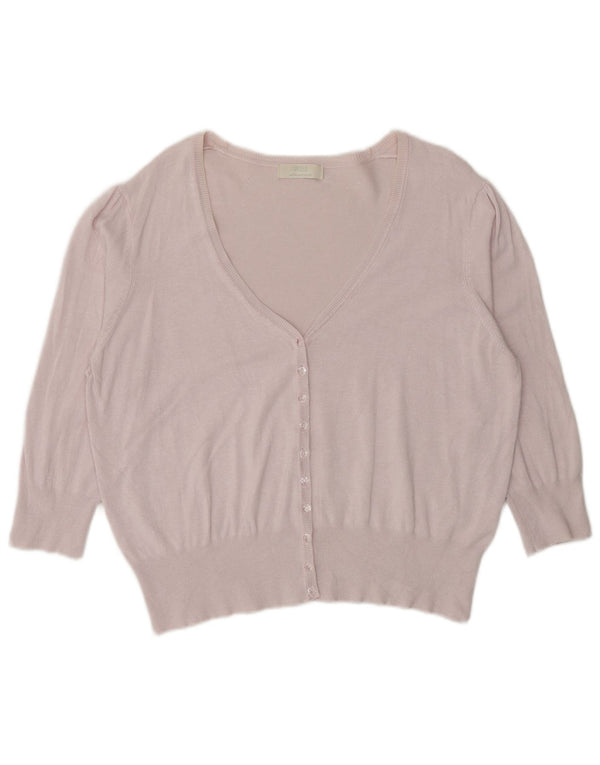 Marks & Spencer Womens 3/4 Sleeve Cardigan Sweater UK 20 2XL Pink Viscose