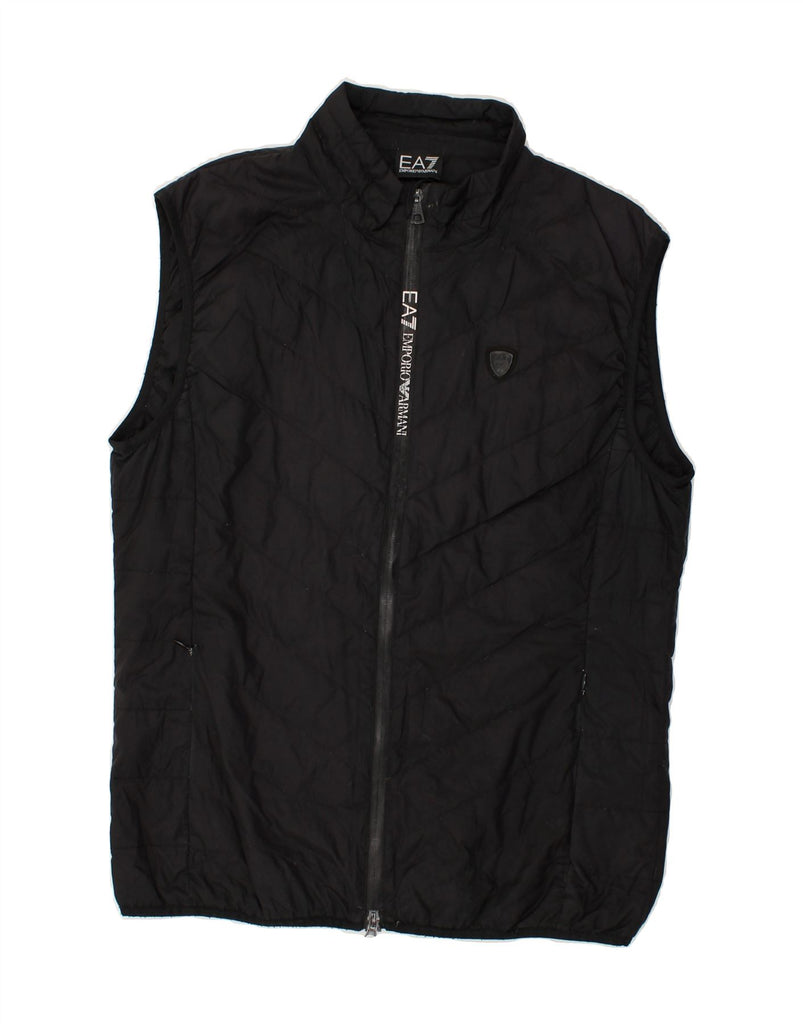 EMPORIO ARMANI Womens Graphic Padded Gilet UK 16 Large Black Polyester | Vintage Emporio Armani | Thrift | Second-Hand Emporio Armani | Used Clothing | Messina Hembry 