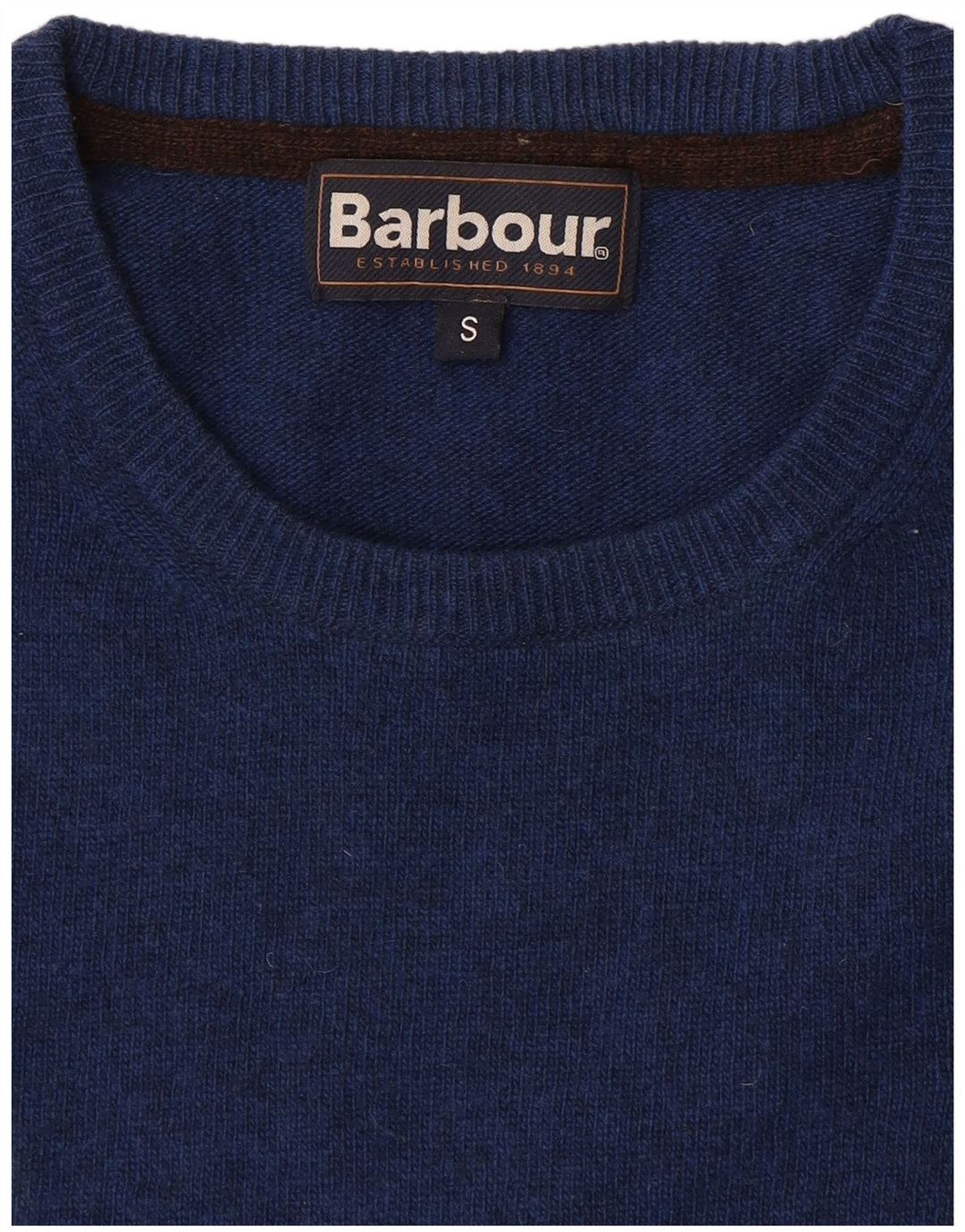 Barbour Mens Crew Neck Jumper Sweater Small Navy Blue Lambswool