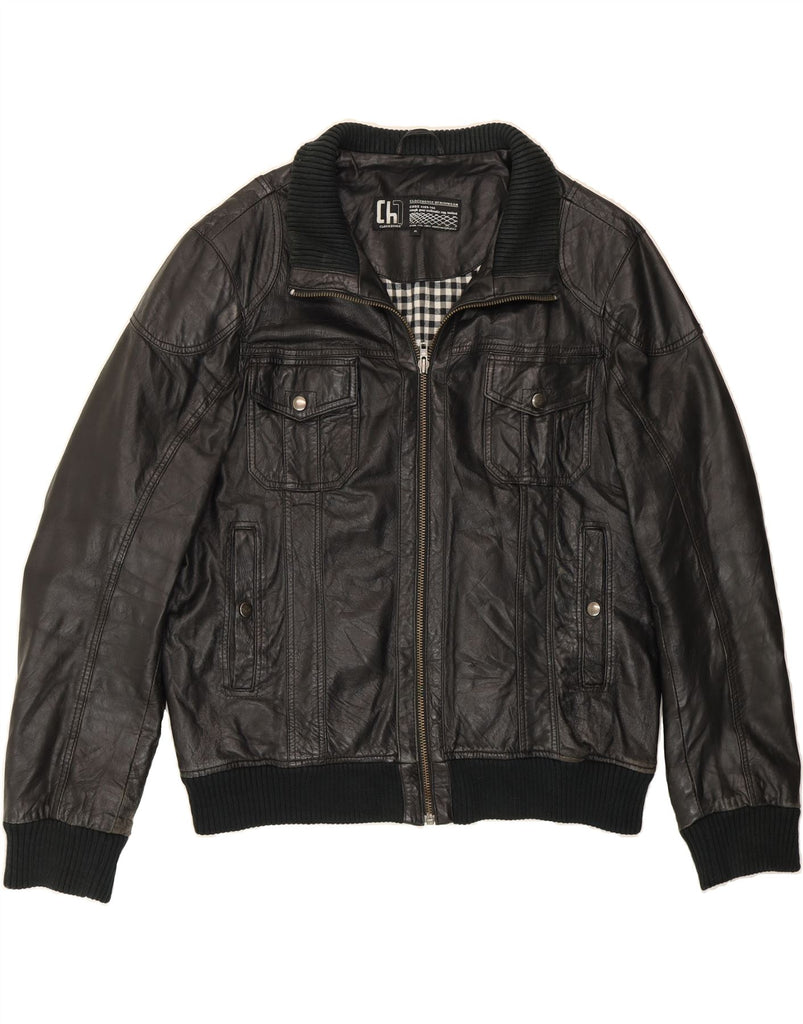 CLOCK HOUSE Mens Leather Jacket UK 42 XL Black Leather Vintage CLOCK HOUSE and Second-Hand CLOCK HOUSE from Messina Hembry 