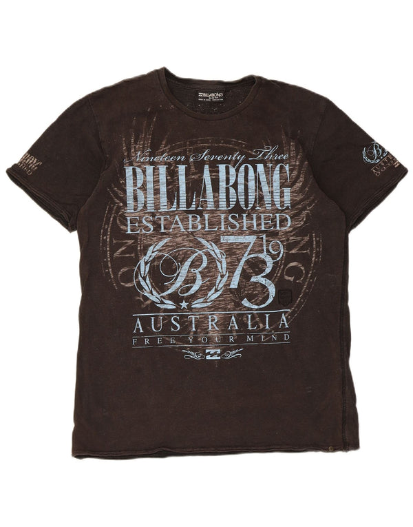 Billabong Mens Slim Fit Graphic T-Shirt Top Medium Brown Cotton