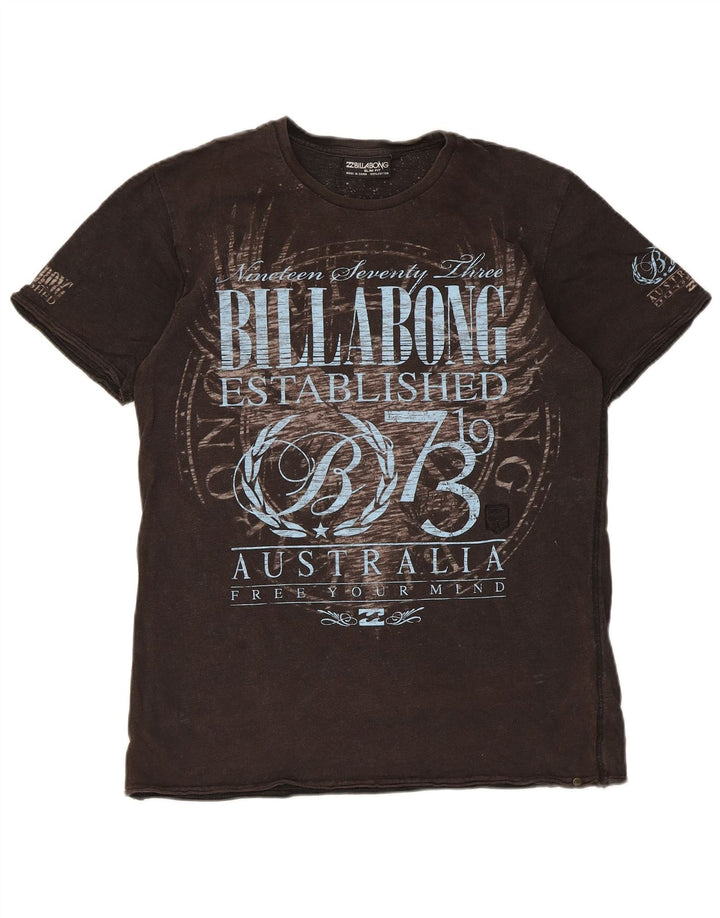 Billabong Mens Slim Fit Graphic T-Shirt Top Medium Brown Cotton
