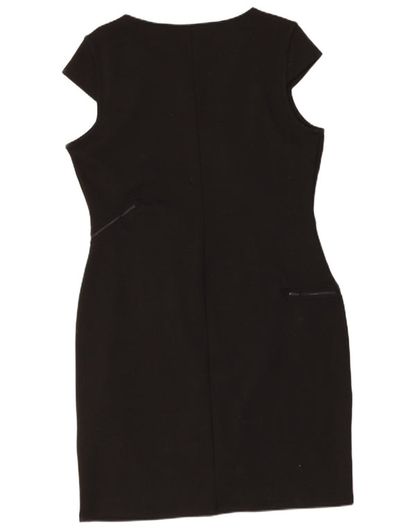 Desigual Womens Graphic Sheath Dress UK 18 XL Black Geometric Polyester