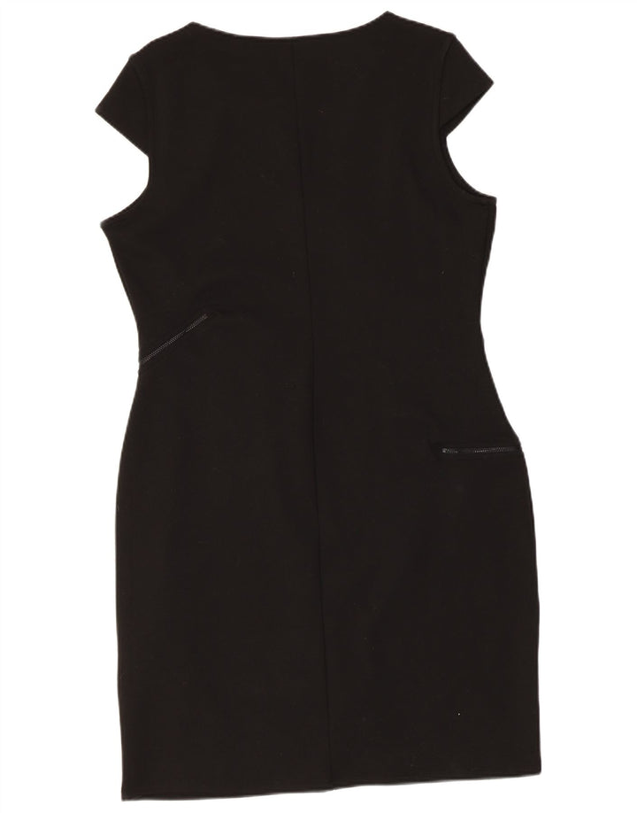 Desigual Womens Graphic Sheath Dress UK 18 XL Black Geometric Polyester