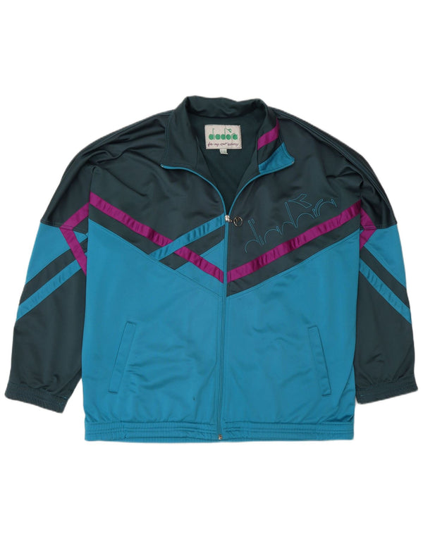 Diadora Mens Graphic Tracksuit Top Jacket UK 42 Large Blue Colourblock