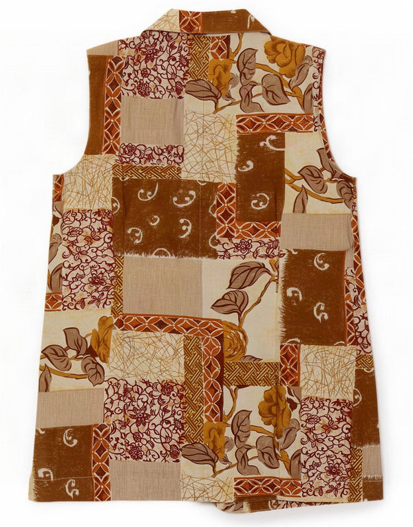 Vintage Womens Waistcoat UK 12 Medium Beige Patchwork