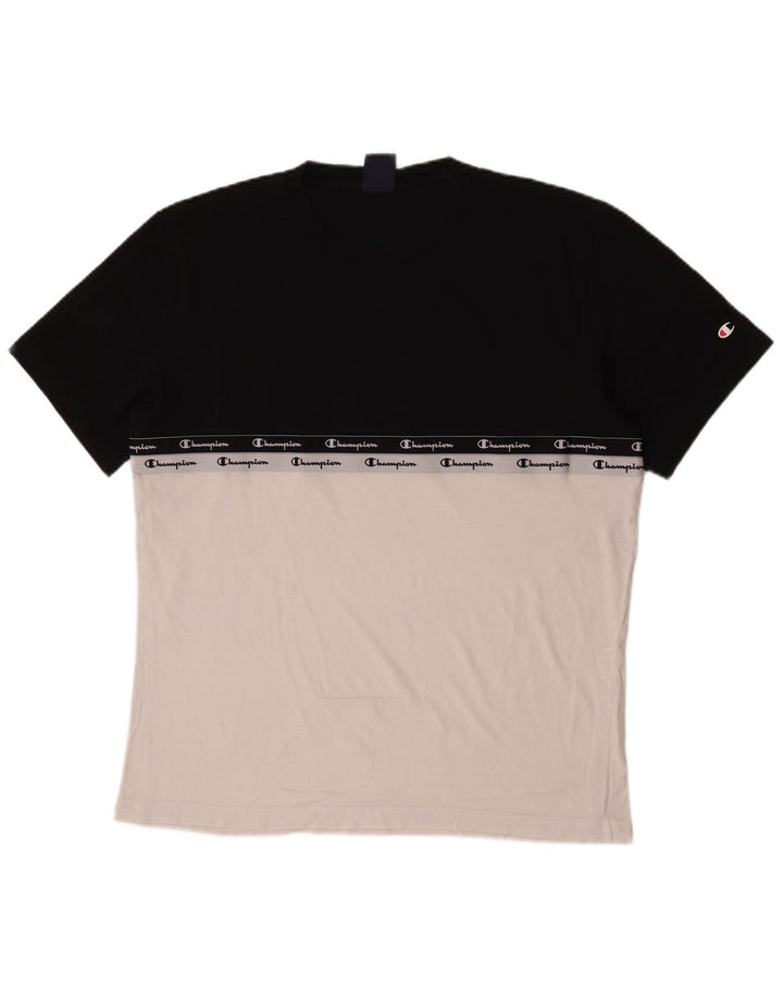Champion Mens Graphic T-Shirt Top XL Black Colourblock