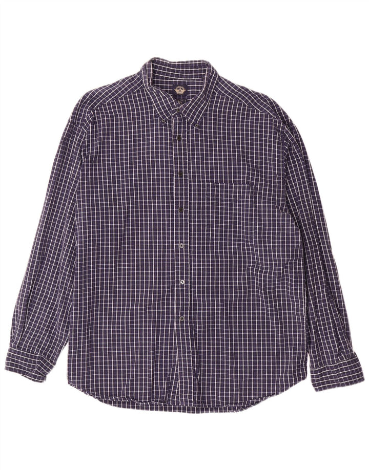 DOCKERS Mens Flannel Shirt XL Navy Blue Check Cotton