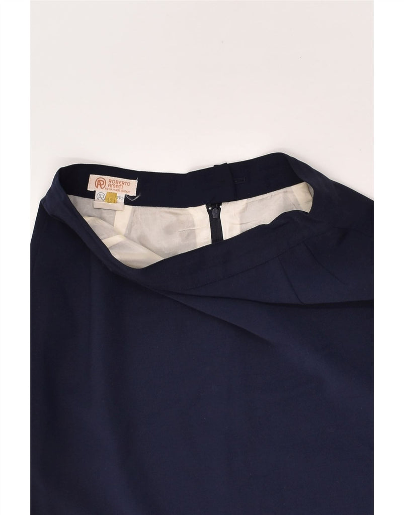 VINTAGE Womens Pencil Skirt IT 42 Medium W26  Navy Blue Wool | Vintage Vintage | Thrift | Second-Hand Vintage | Used Clothing | Messina Hembry 