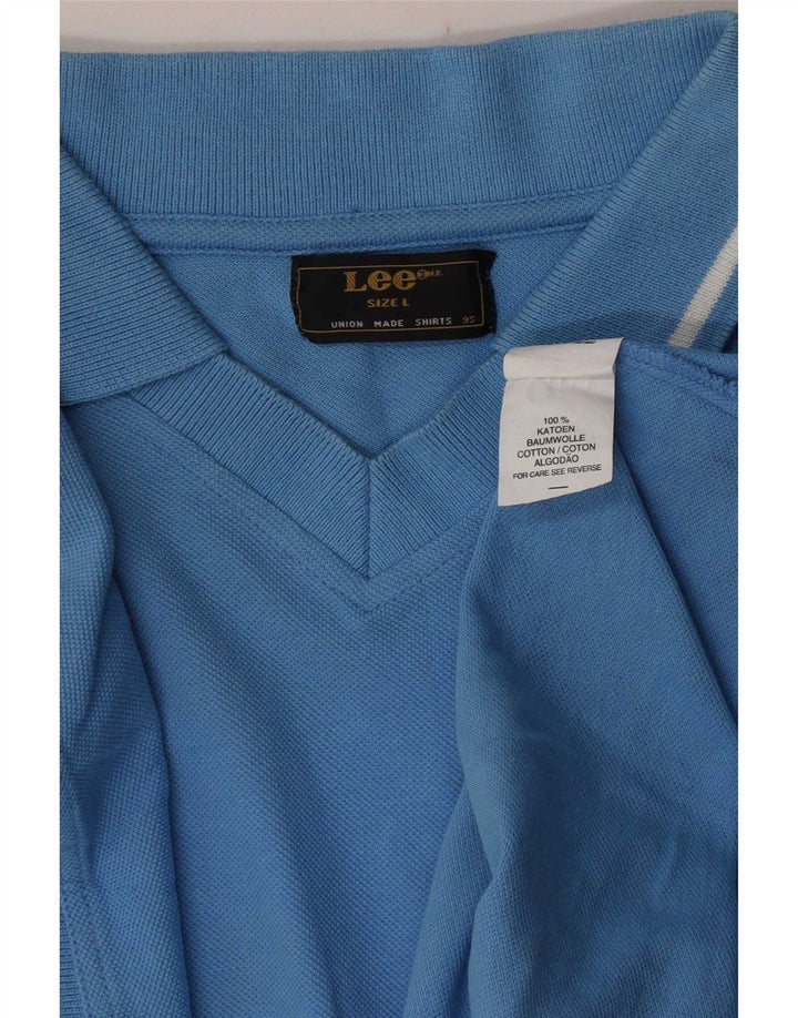 Lee Mens Polo Shirt Large Blue Cotton