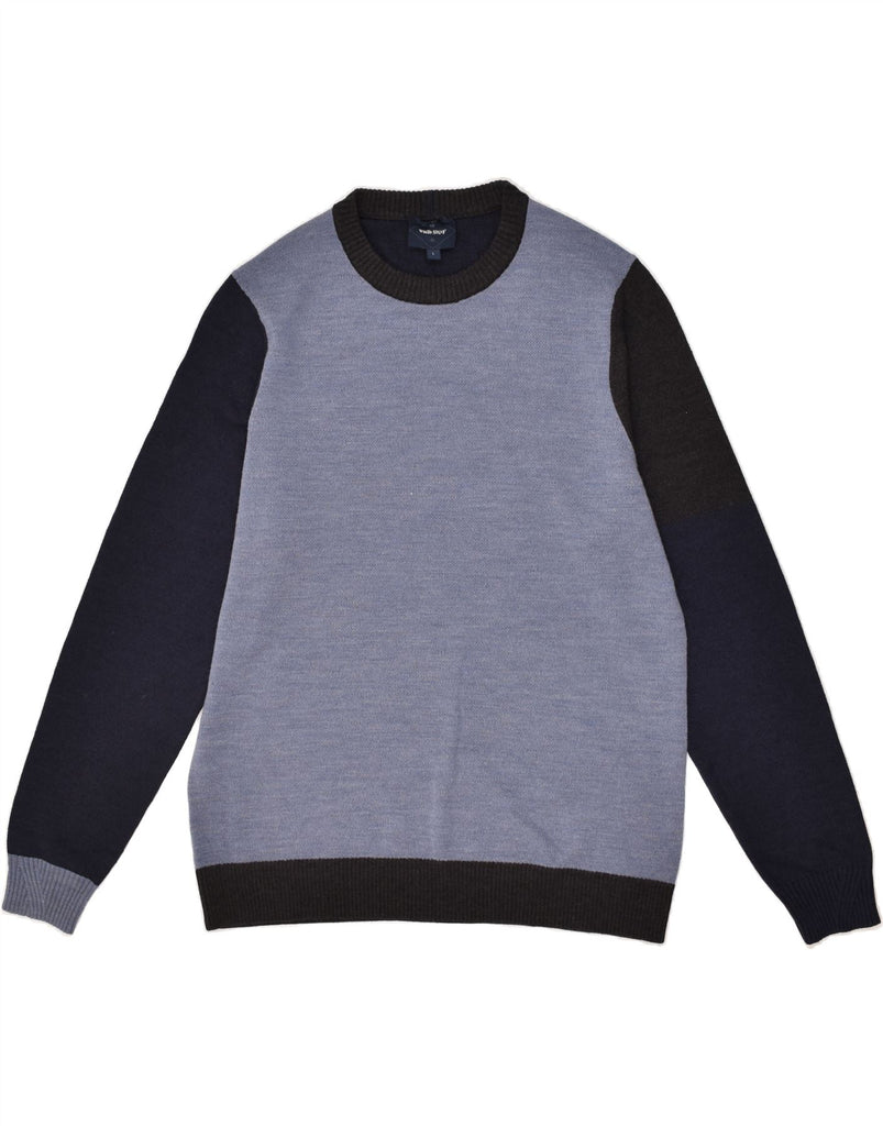 WHITE STUFF Mens Crew Neck Jumper Sweater Large Blue Colourblock | Vintage White Stuff | Thrift | Second-Hand White Stuff | Used Clothing | Messina Hembry 