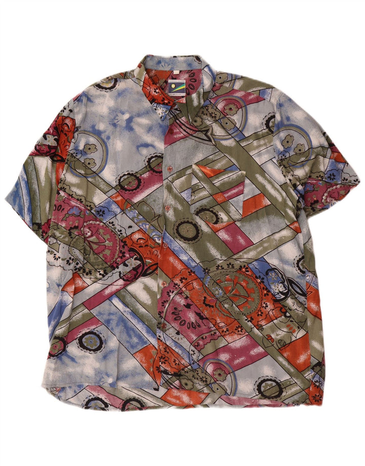 Vintage Mens Short Sleeve Shirt Large Multicoloured Paisley