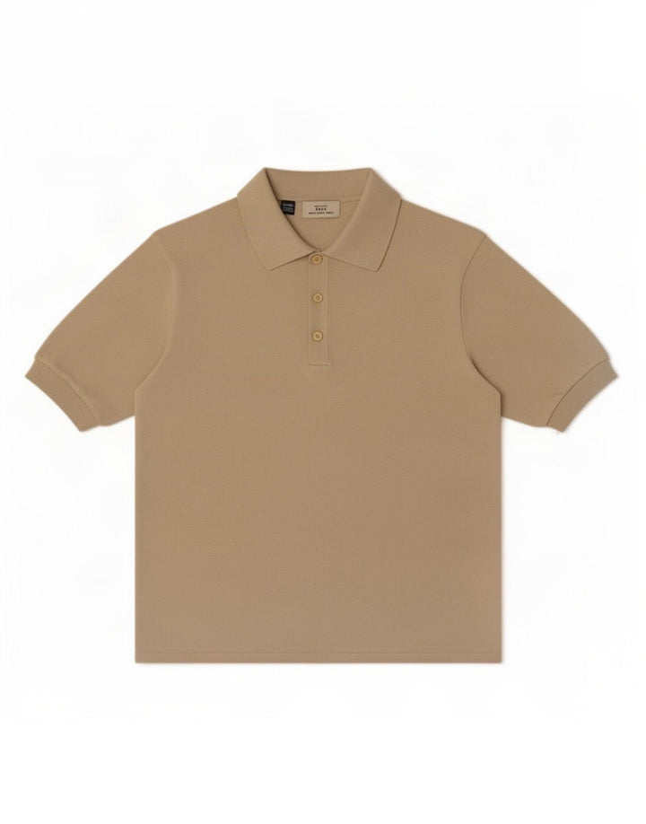 Zara Mens Polo Shirt Medium Beige Cotton