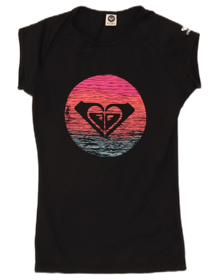 Roxy Womens Graphic T-Shirt Top UK 8 Small Black Polyester