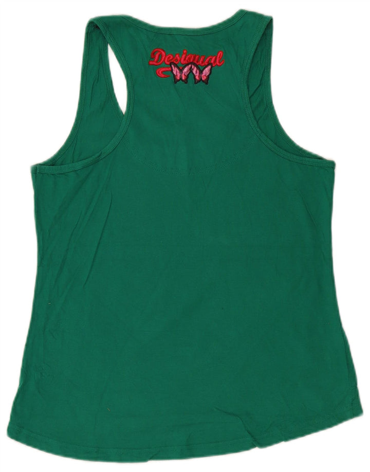 Desigual Womens Graphic Vest Top UK 12 Medium Green Floral