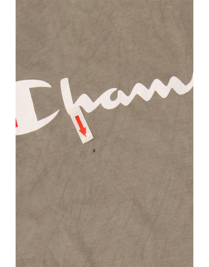 Champion Mens Hooded Graphic Top Long Sleeve Medium Grey