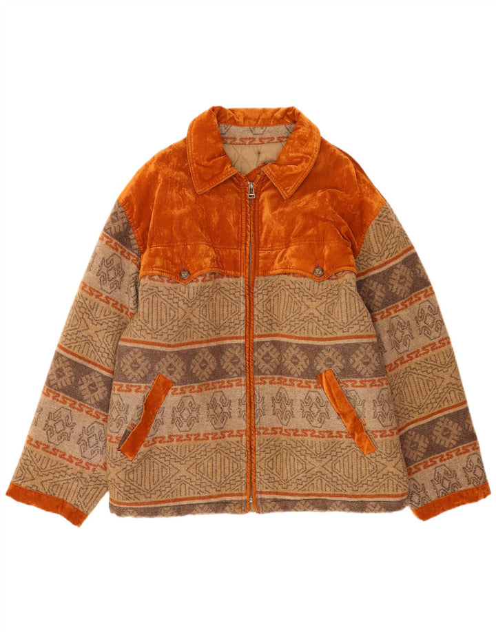 Polbot Mens Bomber Jacket UK 42 XL Beige Geometric Wool