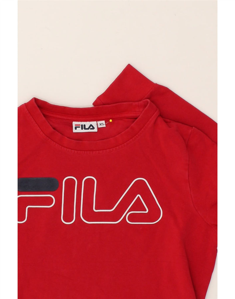 FILA Womens Graphic Sweatshirt Jumper UK 6 XS Red Cotton | Vintage Fila | Thrift | Second-Hand Fila | Used Clothing | Messina Hembry 