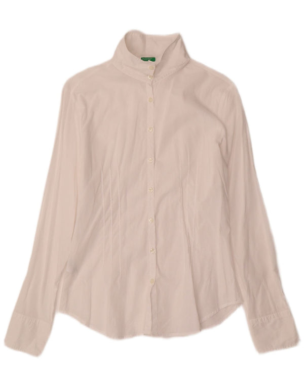 Benetton Womens Shirt UK 10 Small White Cotton