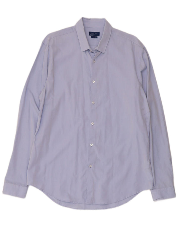 Zara Mens Slim Fit Shirt XL Blue Cotton