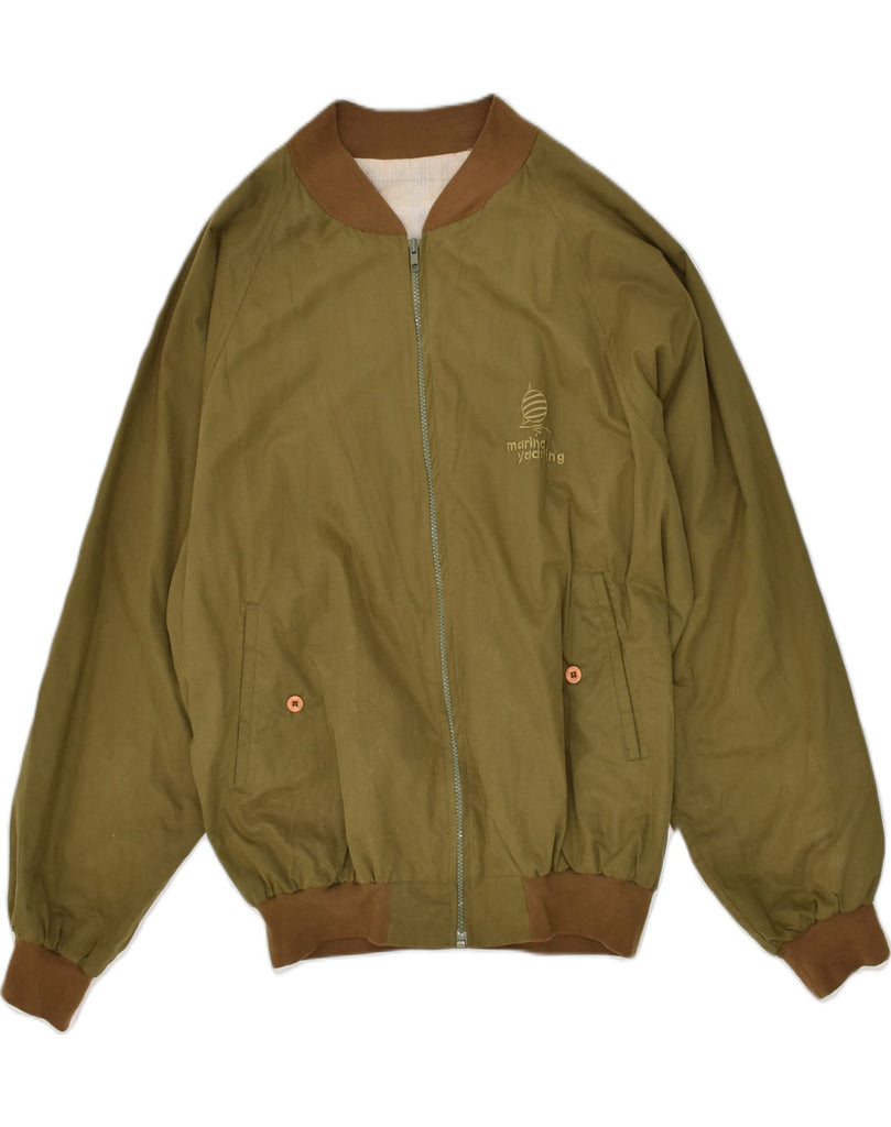 MARINA YACHTING Mens Bomber Jacket IT 50 Large Khaki Cotton | Vintage Marina Yachting | Thrift | Second-Hand Marina Yachting | Used Clothing | Messina Hembry 