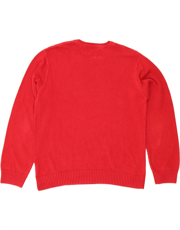 TOMMY HILFIGER Mens Crew Neck Jumper Sweater Large Red Cotton Vintage Tommy Hilfiger and Second-Hand Tommy Hilfiger from Messina Hembry 