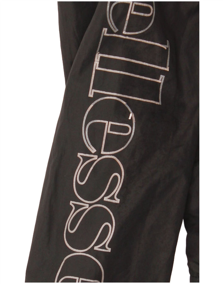 Ellesse Mens Hooded Graphic Rain Jacket UK 36 Small Black Polyester
