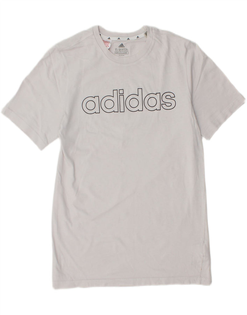 ADIDAS Boys Graphic T-Shirt Top 15-16 Years White Cotton Vintage Adidas and Second-Hand Adidas from Messina Hembry 