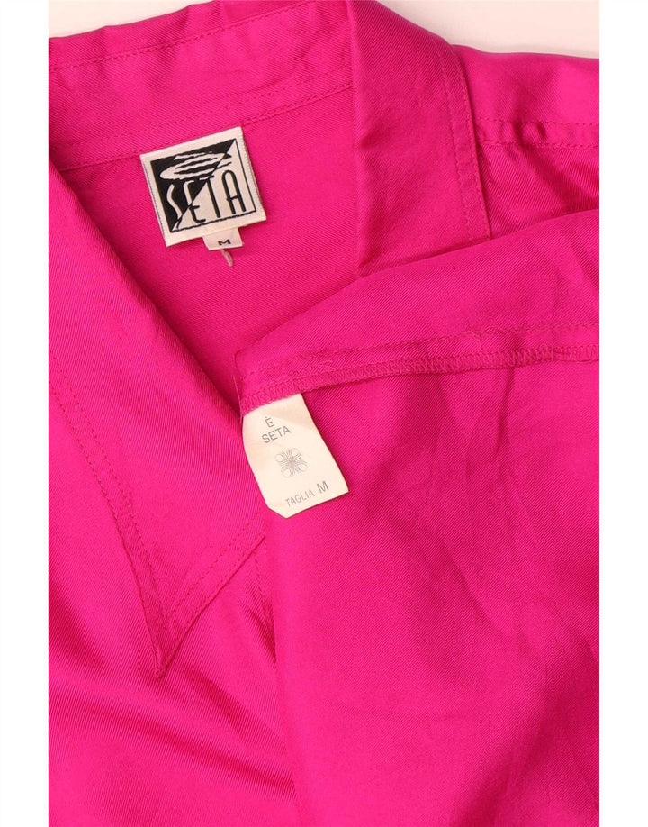 Vintage Womens Oversized Shirt Blouse UK 14 Medium Pink Silk