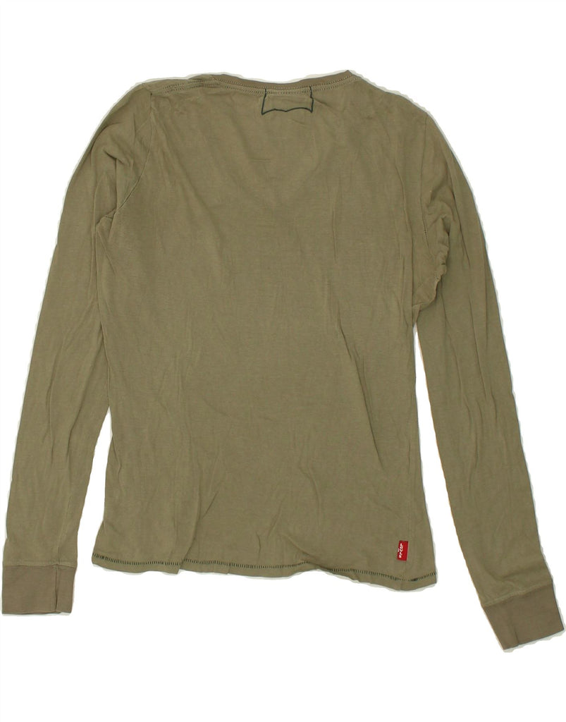 LEVI'S Womens Graphic Top Long Sleeve UK 10 Small Khaki Vintage Levi's and Second-Hand Levi's from Messina Hembry 