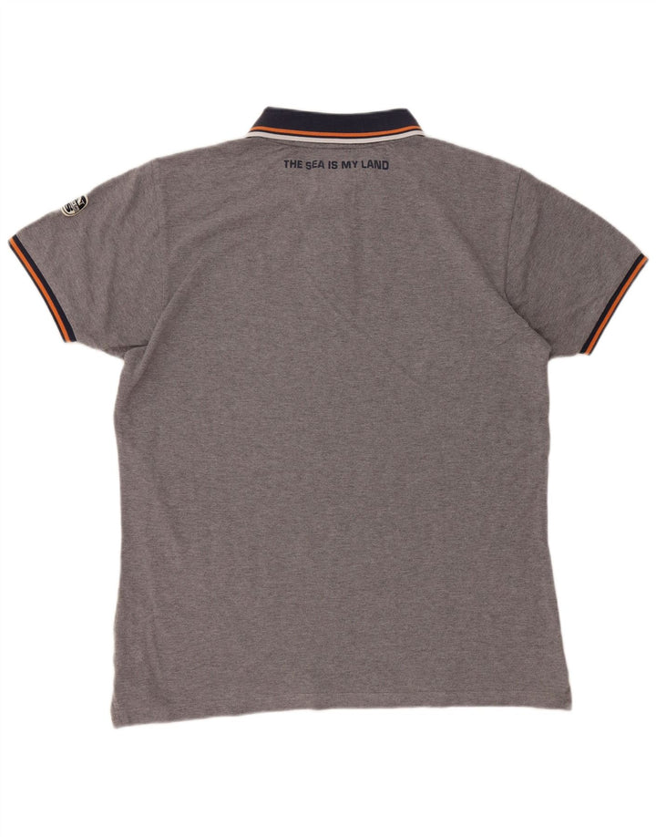 North Sails Mens Graphic Polo Shirt XL Grey Cotton
