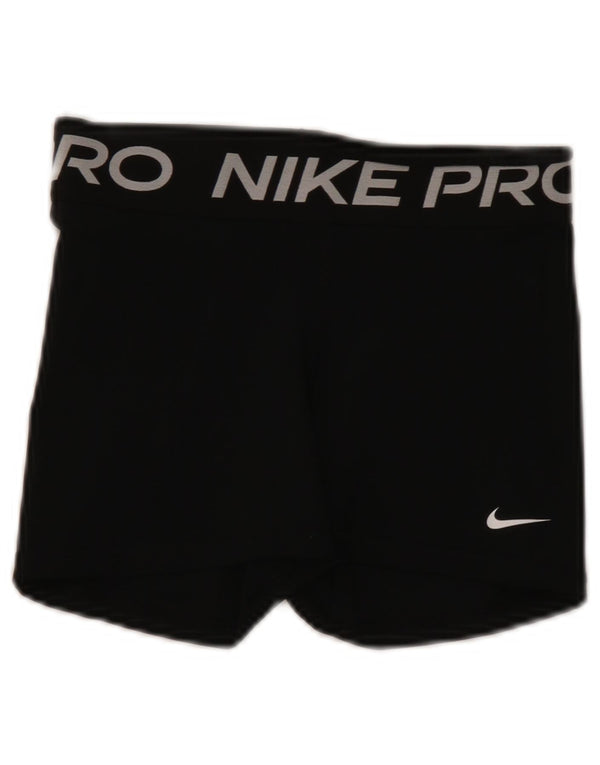 Nike Womens Dri Fit Graphic Sport Shorts UK 8 Small Black Polyester