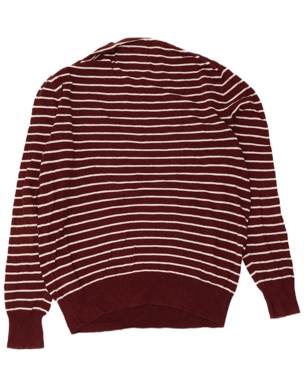 SUPERDRY Mens Crew Neck Jumper Sweater XL Maroon Striped Cotton