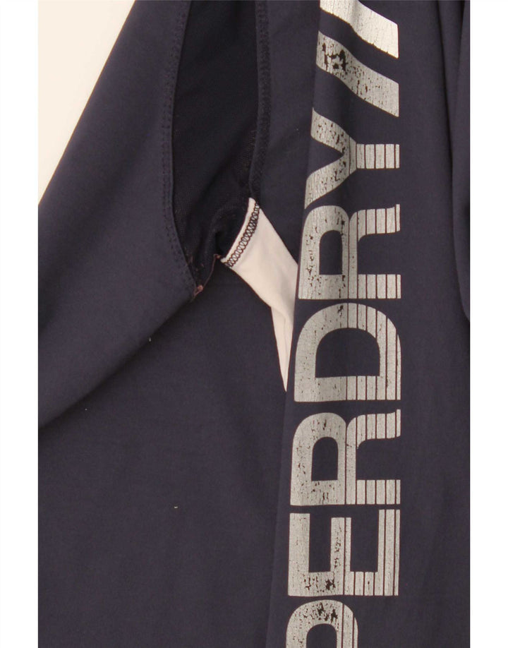 Superdry Womens Graphic Top Long Sleeve UK 12 Medium Navy Blue Colourblock