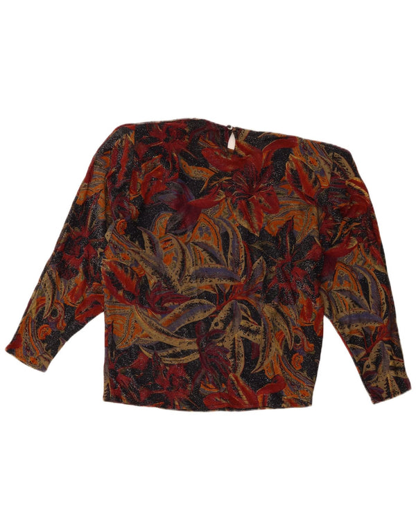 Vintage Womens Long Sleeve Blouse Top UK 10 Small Multicoloured Floral