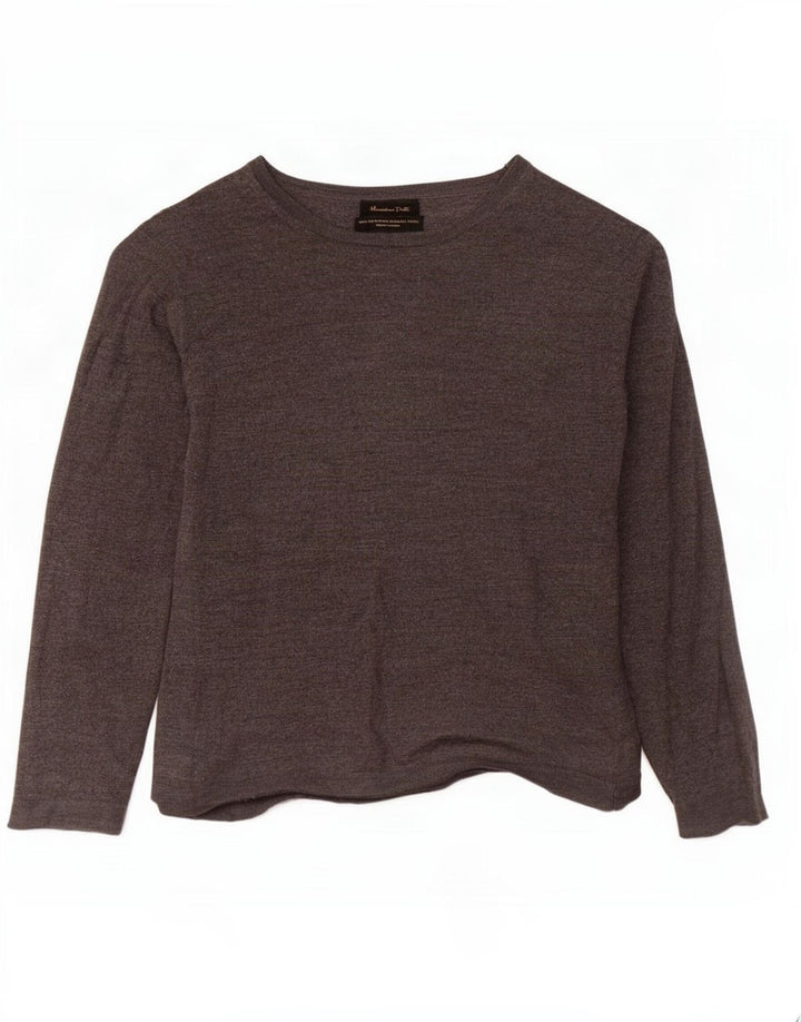 Massimo Dutti Girls Boat Neck Jumper Sweater 7-8 Years Grey Wool