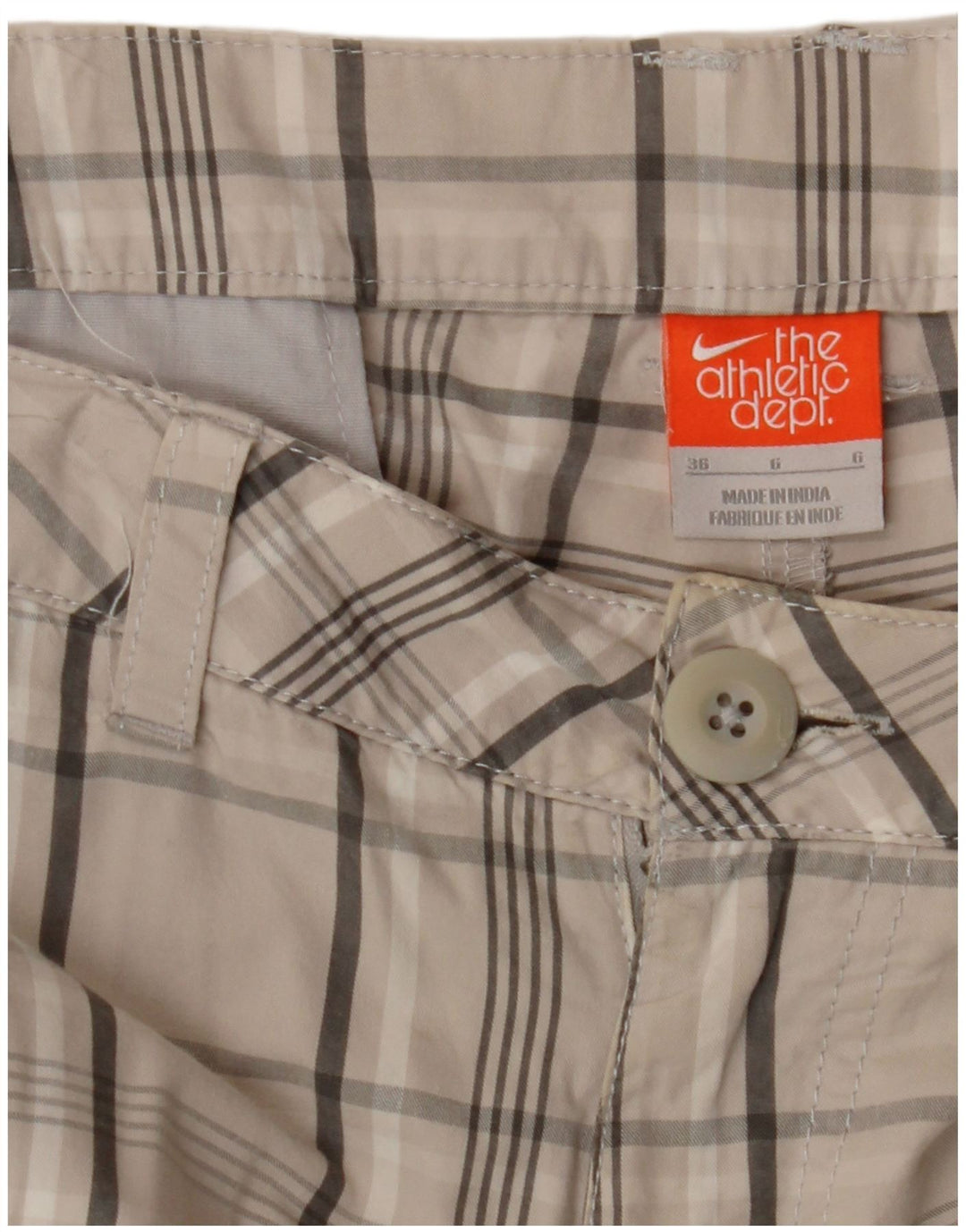 NIKE Mens Cargo Shorts W36 Large Beige Check