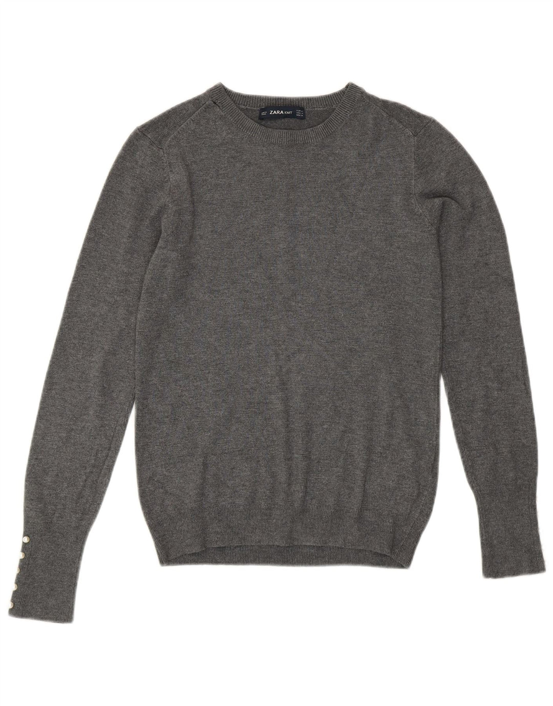 Zara Womens Crew Neck Jumper Sweater UK 12 Medium Grey Viscose