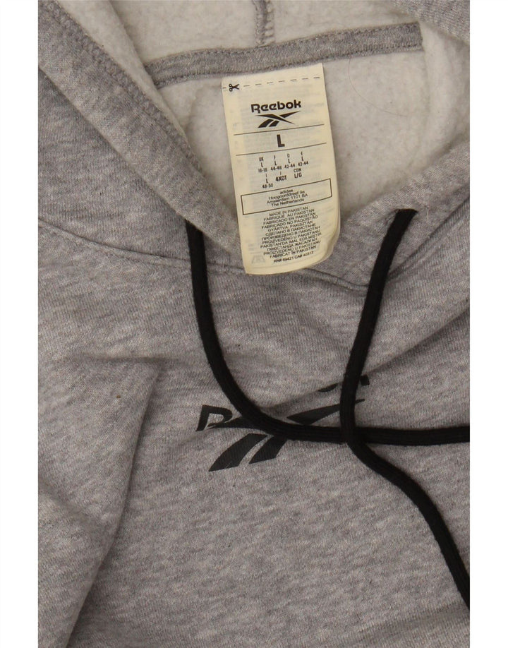 Reebok Womens Graphic Loose Fit Hoodie Jumper UK 16/18 Large Grey Sports