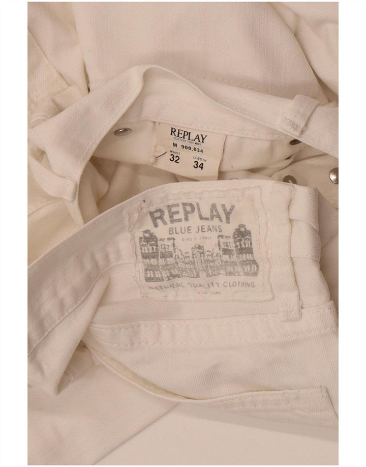 Replay Mens Straight Jeans W32 L31 White Cotton